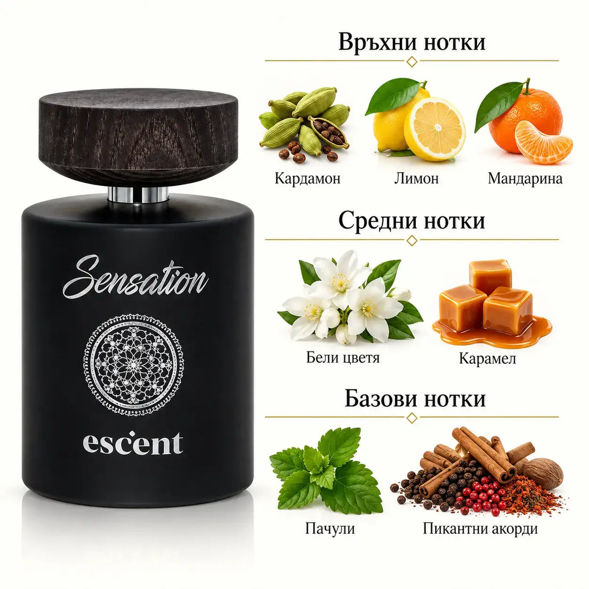 SENSATION Escent – мъжки арабски парфюм EDP, 100 мл - снимка 2