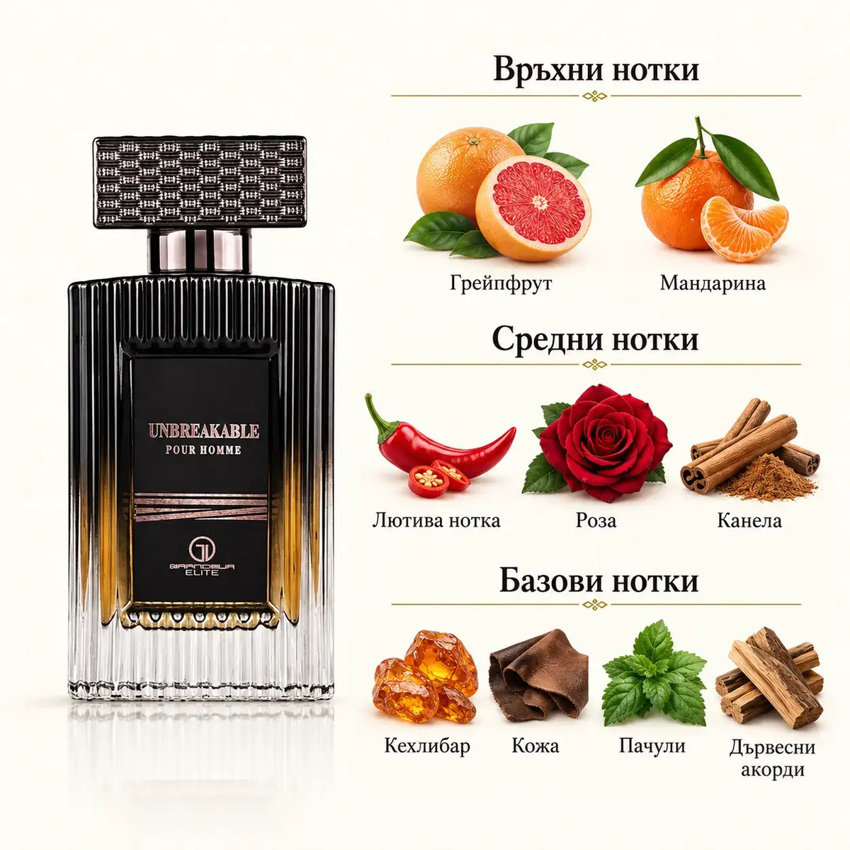 UNBREAKABLE POUR HOMME Grandeur Elite – мъжки арабски парфюм EDP, 100 мл - снимка 2